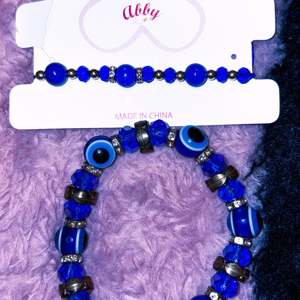 Abby Blue Evil Eye Bracelet and Necklace Set